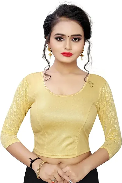 PRE SMART Present Women's Lycra Stretchable Readymade Saree Shining Blouse