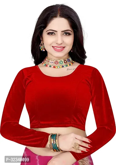 Elegant Red Cotton Blend Solid Stitched Blouse For Women-thumb0