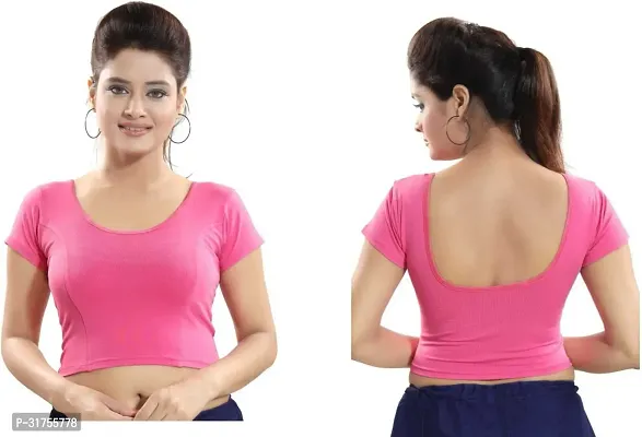 Stylish Pink Cotton Blend Blouses For Women-thumb3