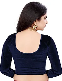 Elegant Navy Blue Cotton Blend Solid Stitched Blouse For Women-thumb1