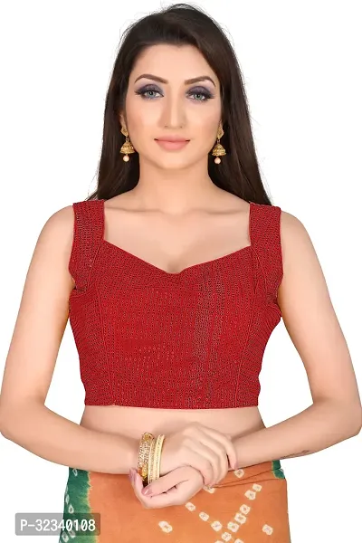 Elegant Red Jaquard Solid Stitched Blouse For Women