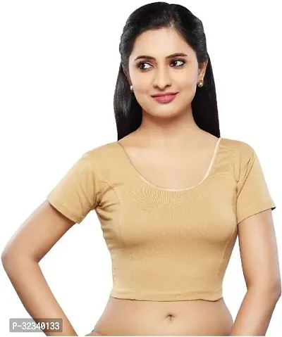 Elegant Golden Cotton Blend Solid Stitched Blouse For Women