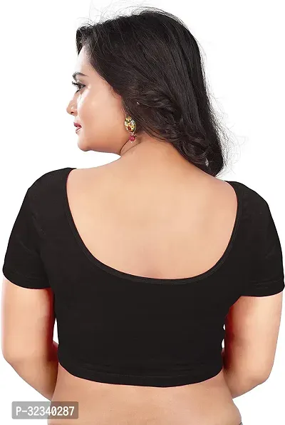 Elegant Black Velvet Solid Stitched Blouse For Women-thumb2