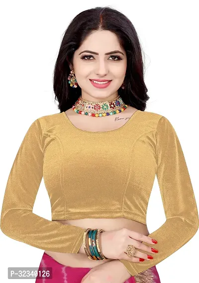 Elegant Golden Cotton Blend Solid Stitched Blouse For Women-thumb0