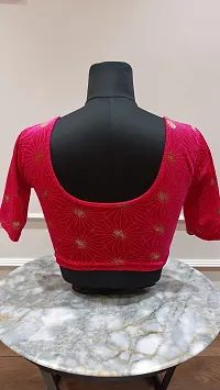 Elegant Pink Velvet Solid Stitched Blouse For Women-thumb1