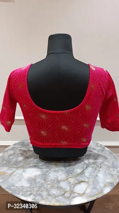 Elegant Pink Velvet Solid Stitched Blouse For Women-thumb2