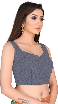 Elegant Grey Jaquard Solid Stitched Blouse For Women-thumb1