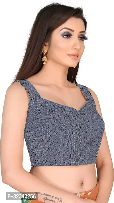 Elegant Grey Jaquard Solid Stitched Blouse For Women-thumb2