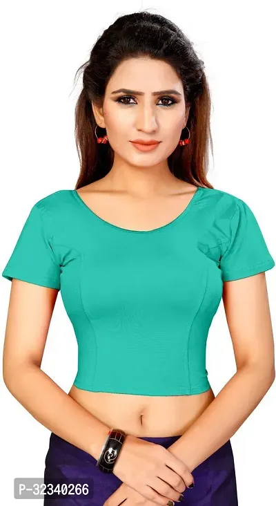 Elegant Green Cotton Blend Solid Stitched Blouse For Women-thumb0