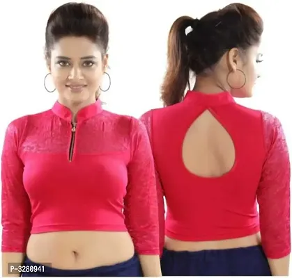 Cotton Spandex Women's Readymade Stretchable blouses for Saree colour rani