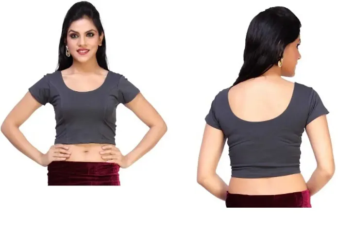 Cotton Spandex Round Neck Stretchable Ready Made Blouses