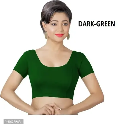 Stylish Cotton Lycra Green Solid Readymade Stretchable Blouse-thumb0