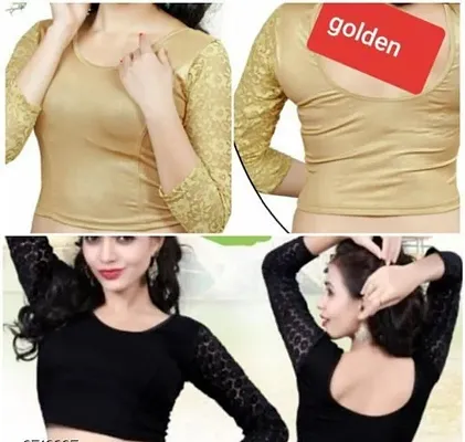 Combo Pack Of 2 (Golden And Black)  Cotton Spandex Readymade Stretchable Blouses
