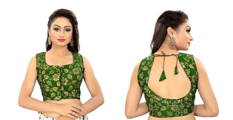 Readymade Round Neck Brocade Stitched Blouses
