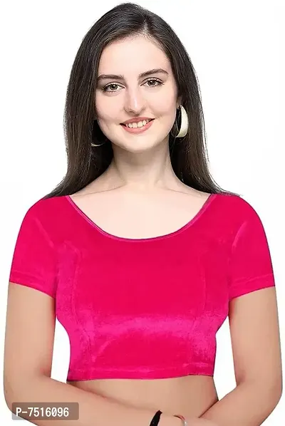 Pink Velvet Solid Blouses For Women-thumb0