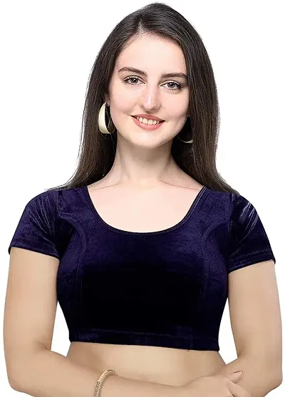 Solid Velvet Stretchable Readymade Blouses