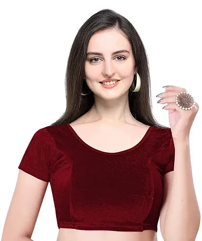 Solid Velvet Stretchable Readymade Blouses