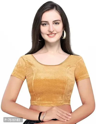 Womens Readymade Round neck Velvet Stretchable Blouse-thumb0