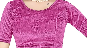 Smart Lady Round Neck Velvet Stretchable Blouse (Size - Free Size - 30 to 36)-thumb3