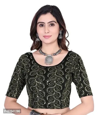Classic Lycra Sequence Round Neck Stretchable Blouse-thumb0