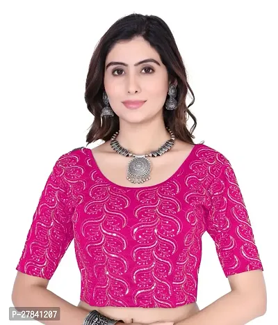Classic Lycra Sequence Round Neck Stretchable Blouse