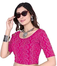 Classic Lycra Sequence Round Neck Stretchable Blouse-thumb1