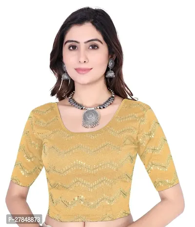 Smart Lady Round Neck Readymade Stretchable Sequence Blouse-thumb0