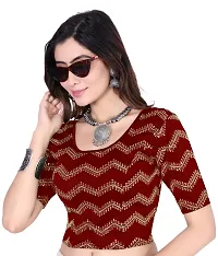 Smart Lady Round Neck Readymade Stretchable Sequence Blouse-thumb1