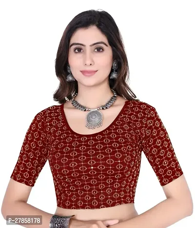 Smart Lady Round Neck Sequence Readymade Stretchable Blouse for Womens