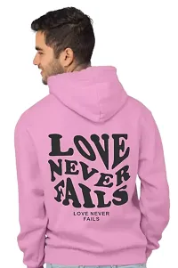 Men Full Sleeve Love Never Fail Printed Hooded Sweatshirt (Pink)-thumb1