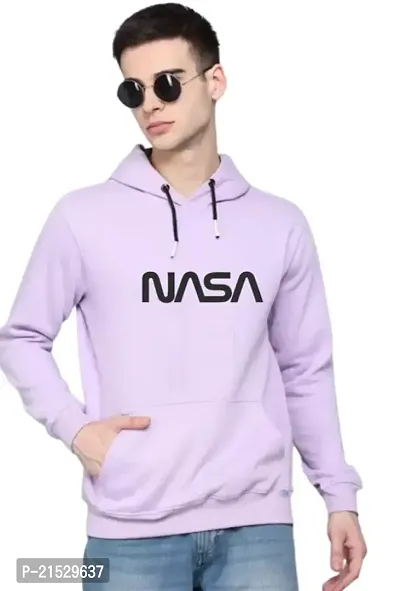 Men Full NASA Printed Hooded Sweatshirt (Purple)