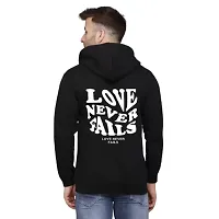 Men Full Sleeve Love Your Self Printed Hooded Sweatshirt (Blue)-thumb1