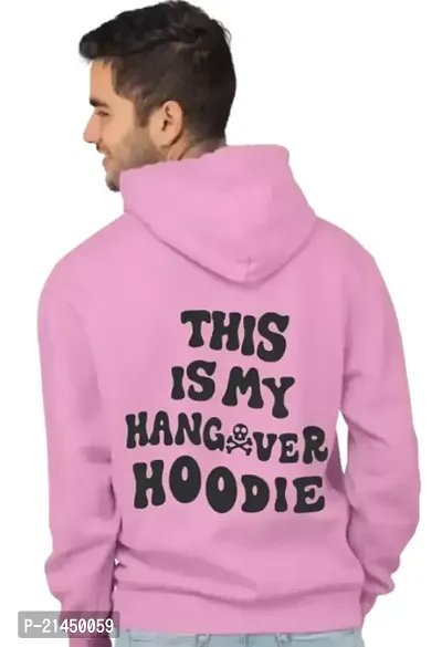 Men Full Sleeve Hungover Printed Hooded Sweatshirt (Pink)-thumb2