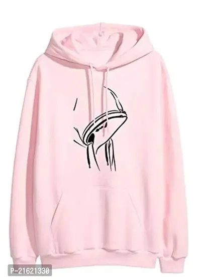 Men Full Sleeve  Printed Hooded Sweatshirt (Pink)-thumb0