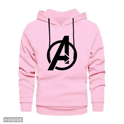 Men Full Sleeve  Avenger Printed Hooded Sweatshirt (Pink)