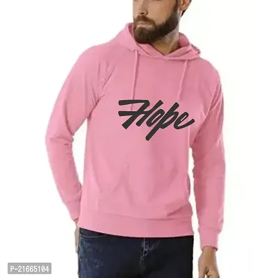 Men Full Sleeve HOPE Printed Hooded Sweatshirt (PINK)-thumb0