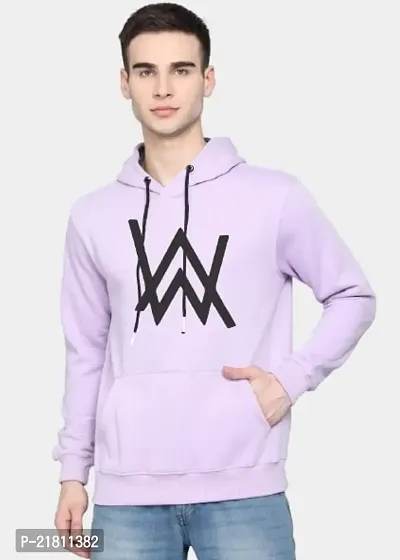 Men Full Sleeve AW Printed Hooded Sweatshirt (Purple)