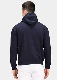 Men Full Sleeve MARSHMLW Printed Hooded Sweatshirt (Blue)-thumb1