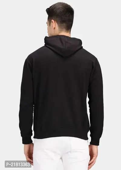 Men Full Sleeve MARSHMLW Printed Hooded Sweatshirt (Black)-thumb2