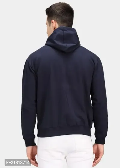 Men Full Sleeve NEVER GIVE UP Printed Hooded Sweatshirt (Blue)-thumb2