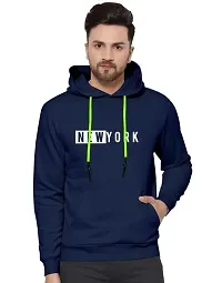 Men Full Sleeve NEW YORK Printed Hooded Sweatshirt (Blue)-thumb1