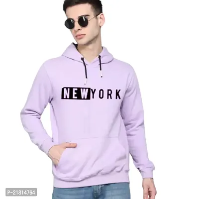 Men Full Sleeve NEW YORK Printed Hooded Sweatshirt (Purple)-thumb0