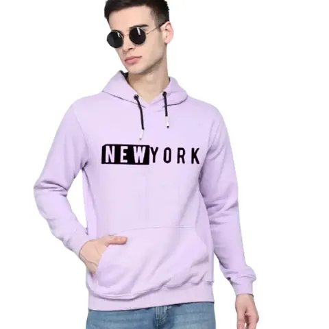 Men Full Sleeve New York Hooded Sweatshirt (Purple)