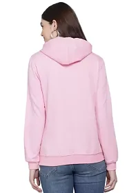 Women Full Sleeve DREAM Printed Hooded Sweatshirt (Pink)-thumb1