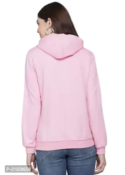 Women Full Sleeve DREAM Printed Hooded Sweatshirt (Pink)-thumb2