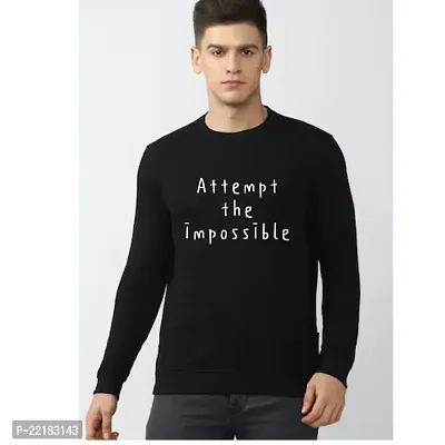 Men Full Sleeves IMPOSSIBLE Printed Sweatshirt (Black)