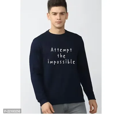 Men Full Sleeves IMPOSSIBLE Printed Sweatshirt (Blue)