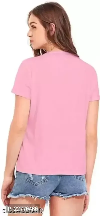 Women's BTS Printed Regular T-Shirt (Pink)-thumb2