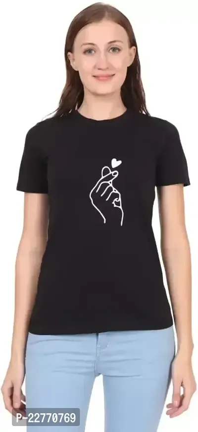 Women's CHUTKI Printed Regular T-Shirt (Black)-thumb0