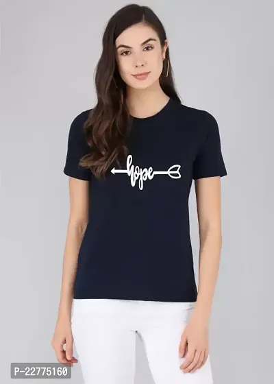 Women's HOPE Printed Regular T-Shirt (Blue)-thumb0